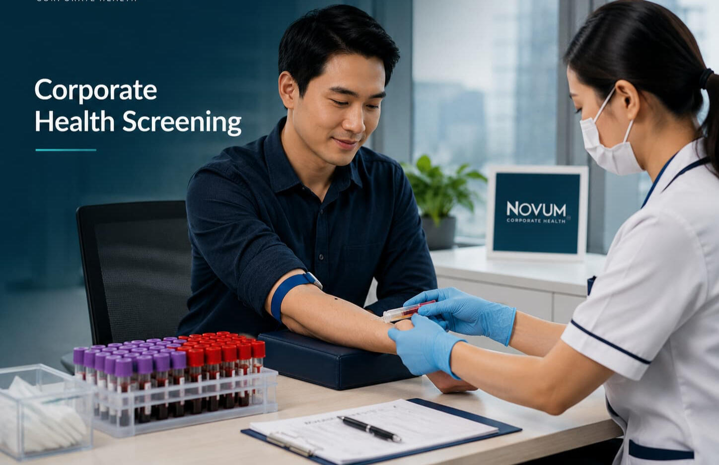 On-site employee health screening clinical procedures executed by licensed clinic and laboratory partners in Selangor.